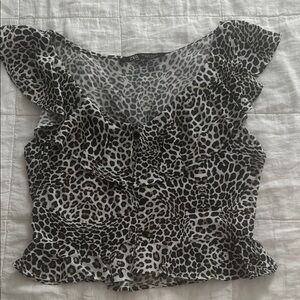 Zara Women's Monochrome leopard Print Blouse